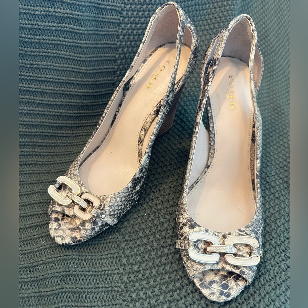 Coach snake-scale wedge shoes size 8